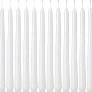 Kedtui Taper Candles 10 inch (H) Dripless, Set of 24 White Unscented and Smokeless Taper Candles Long Burning, Paraffin Wax with Cotton Wicks for Burning 8 Hours Time